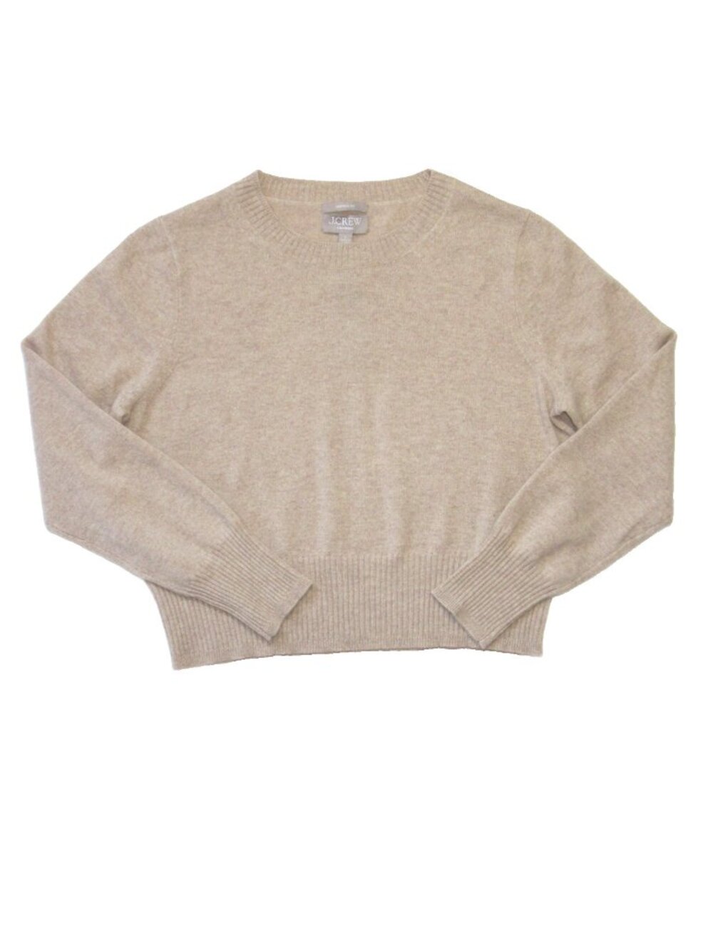 NWT J.Crew Cashmere Shrunken Crewneck Sweater in Heather Stone Pullover L - Picture 5 of 6